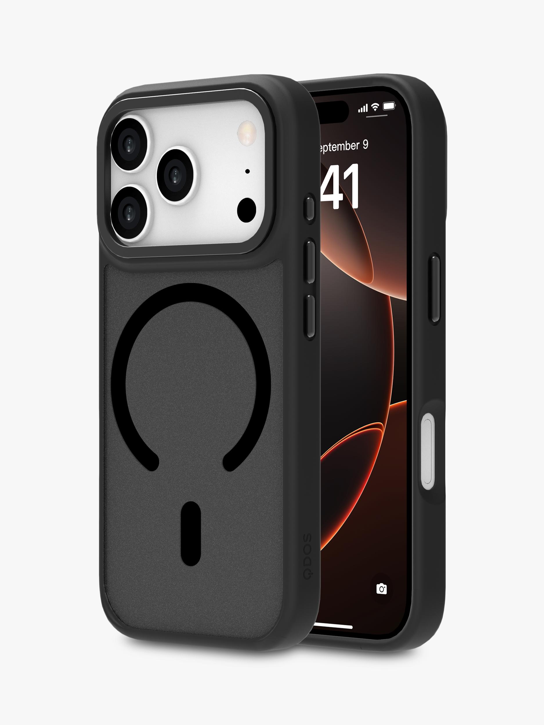 QDOS phone case for iPhone 17 Pro Black/Frosted - British product