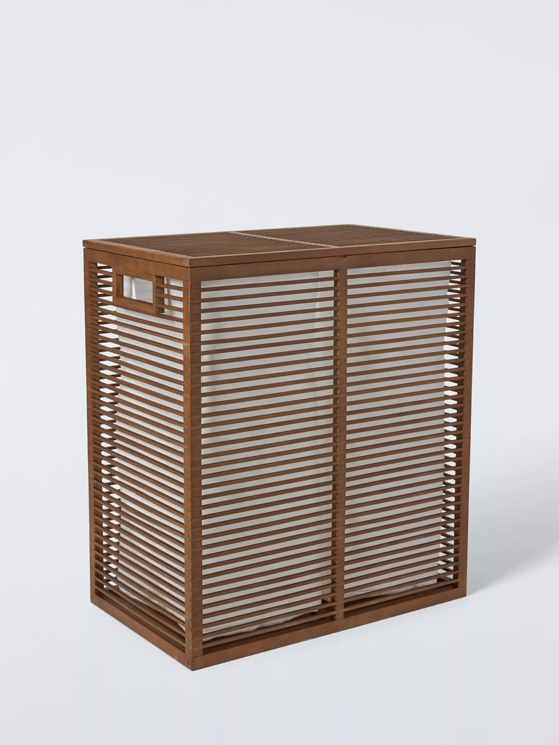 John Lewis bamboo double laundry hamper natural dark, British product