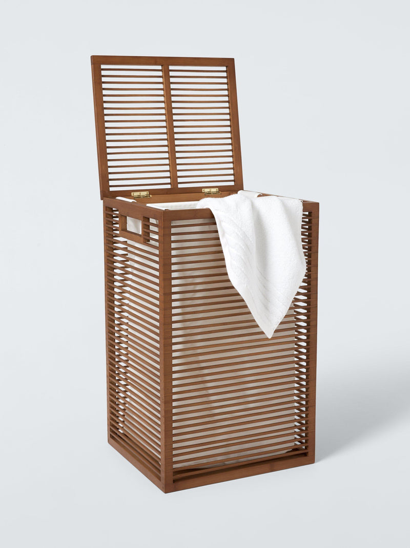 John Lewis bamboo laundry hamper natural dark H60cm, imported from the UK