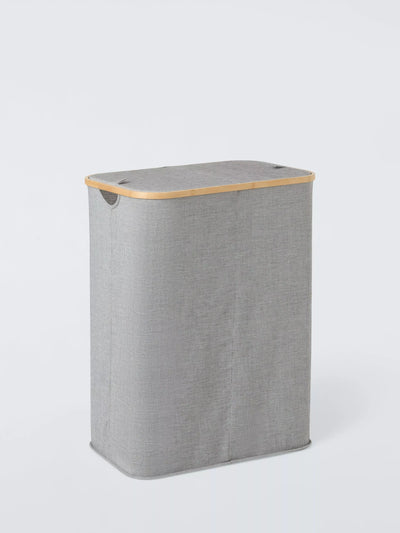 John Lewis John Lewis Bamboo Rim Double Laundry Hamper, Grey- Buy online at McGrocer