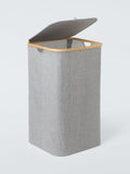 John Lewis bamboo rim tall square laundry hamper grey - British product