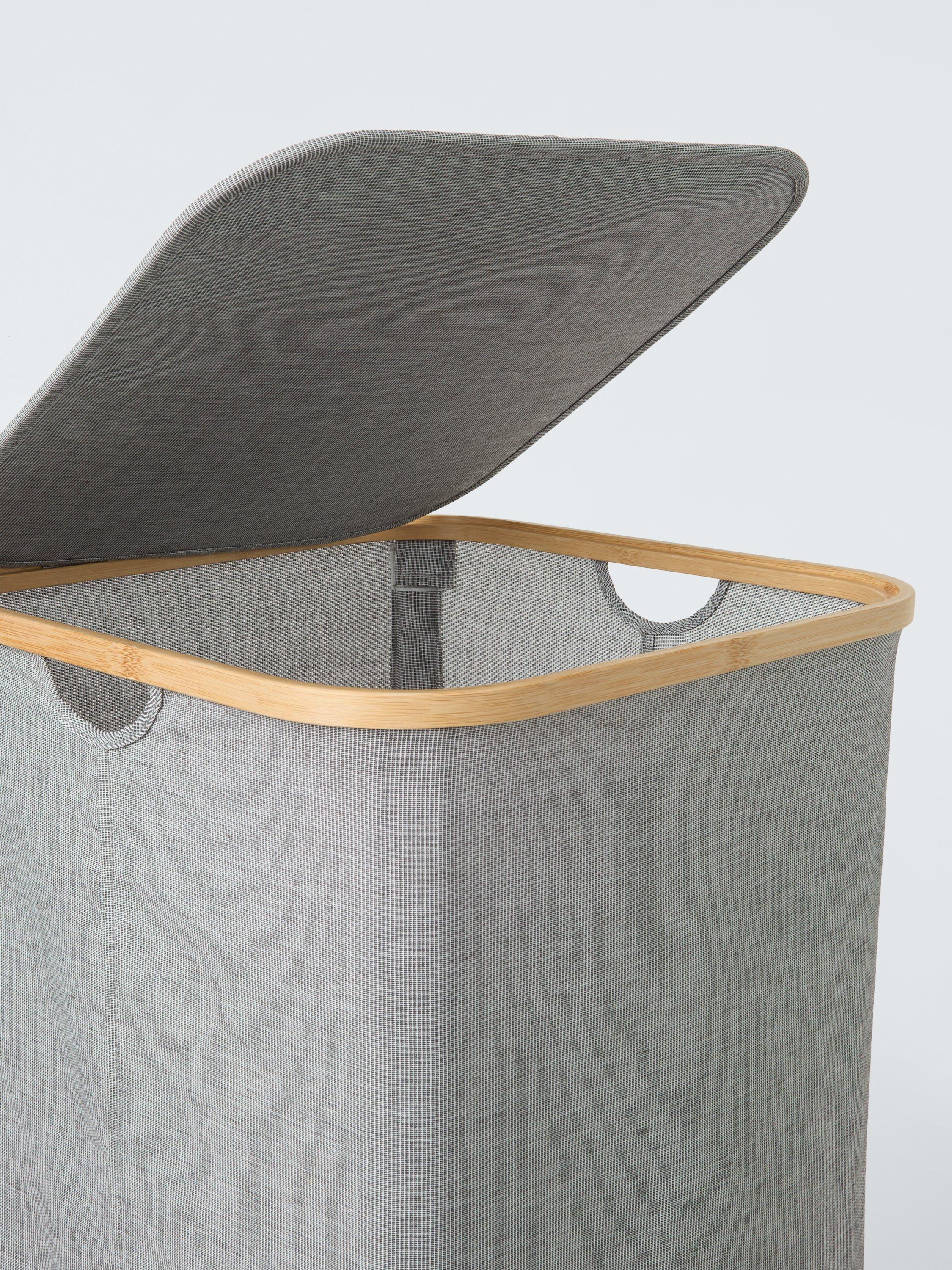 John Lewis bamboo rim tall square laundry hamper grey - British product