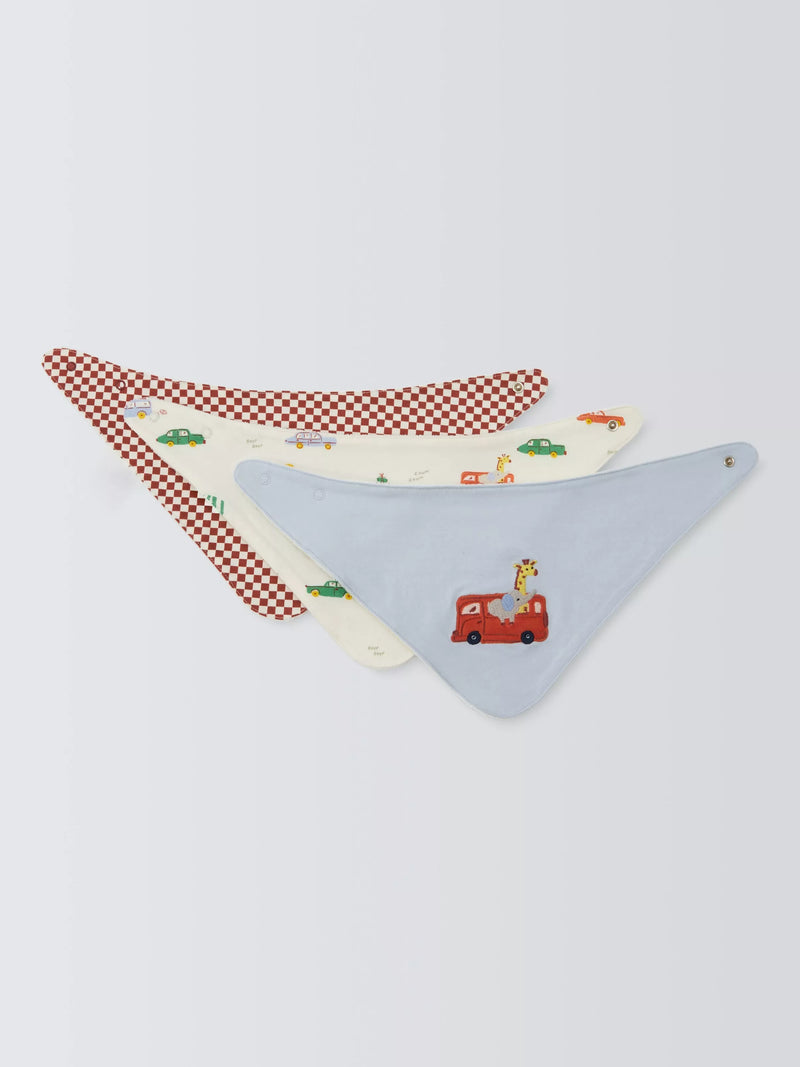John Lewis Discovery Transport Dribble Bibs, Pack of 3, Multi