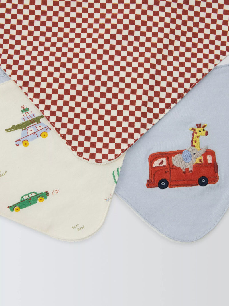 John Lewis dribble bibs pack of 3 multi, UK version