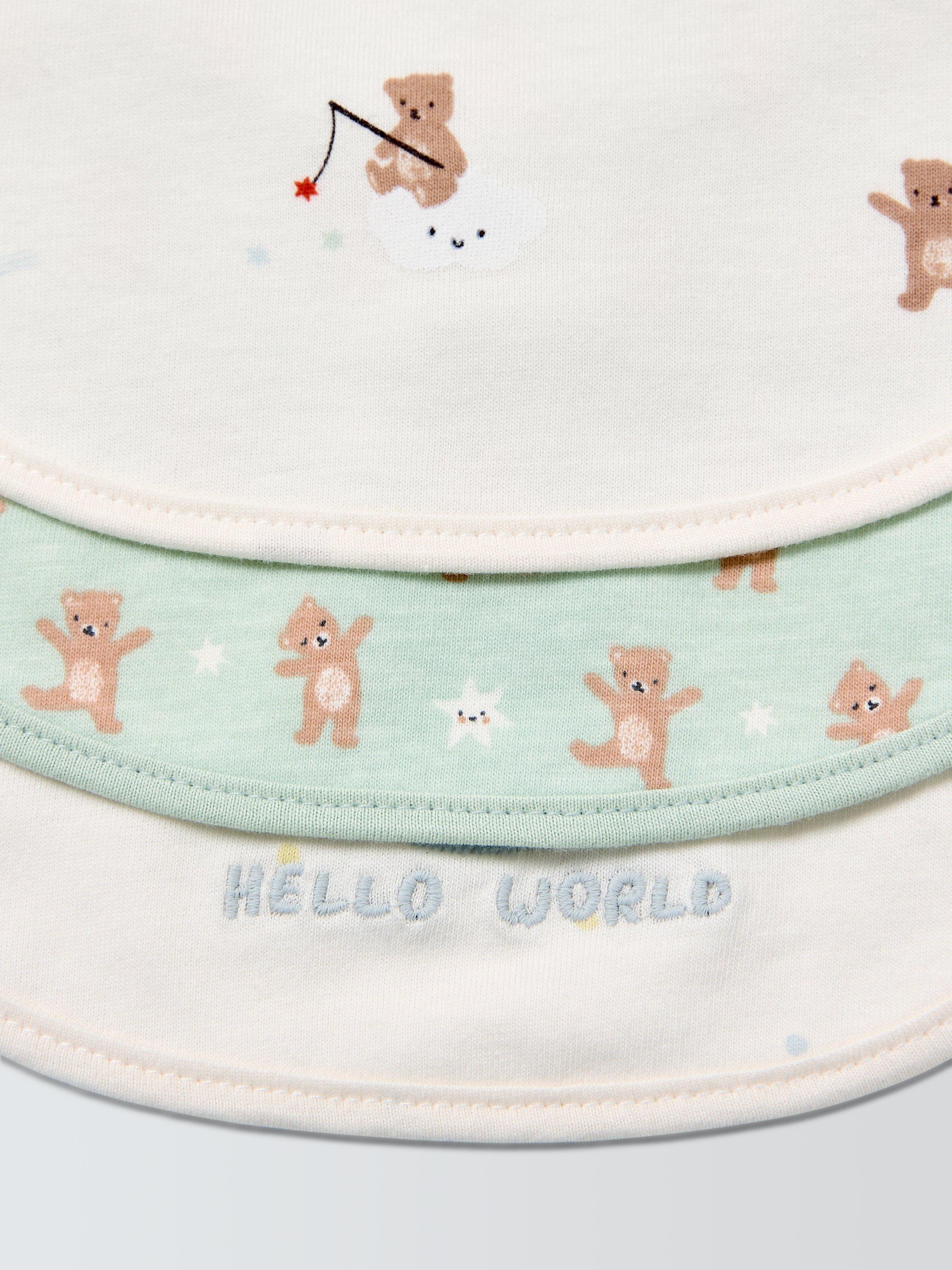 John Lewis Daydream Bear round bibs pack of 3 - British product