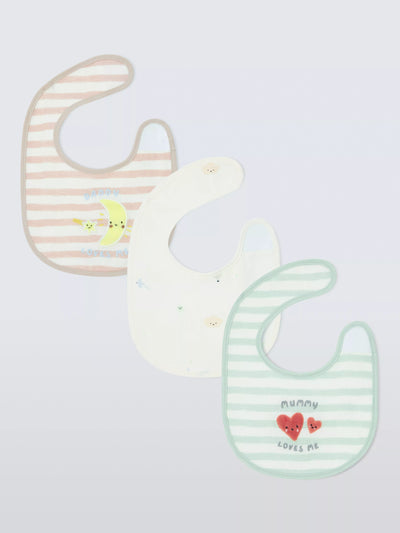 John Lewis John Lewis Daydream Moon Mummy & Daddy Round Baby Bibs Pack of 3- Buy online at McGrocer