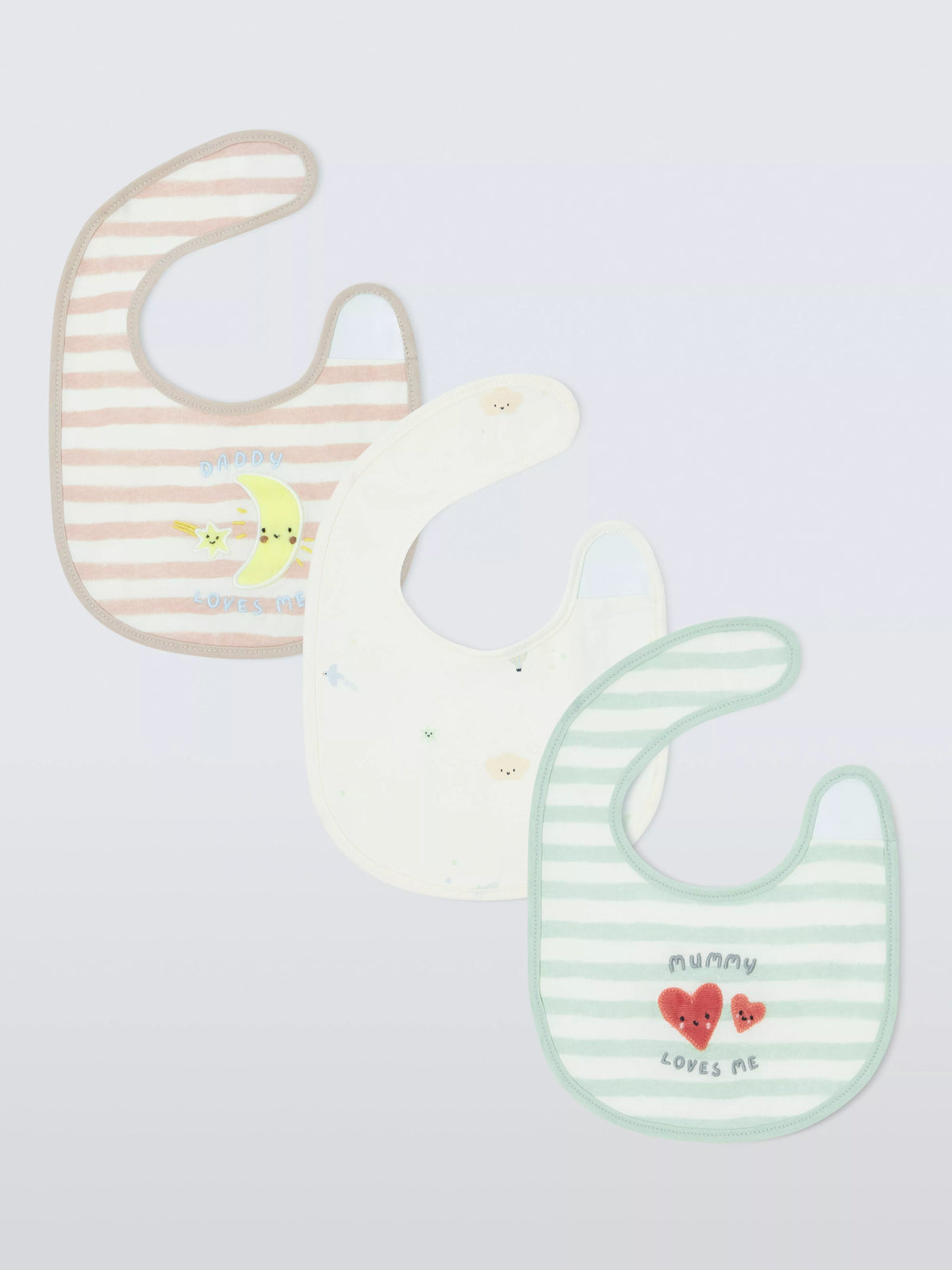 John Lewis Daydream Moon round bibs pack of 3, imported from the UK