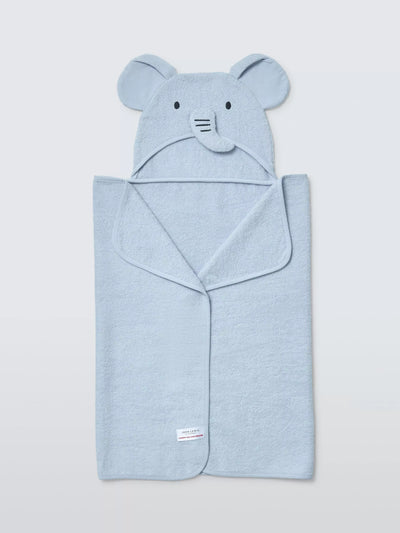 John Lewis John Lewis Eden Safari Bold Elephant Baby Hooded Towel, Blue, 95x60cm- Buy online at McGrocer