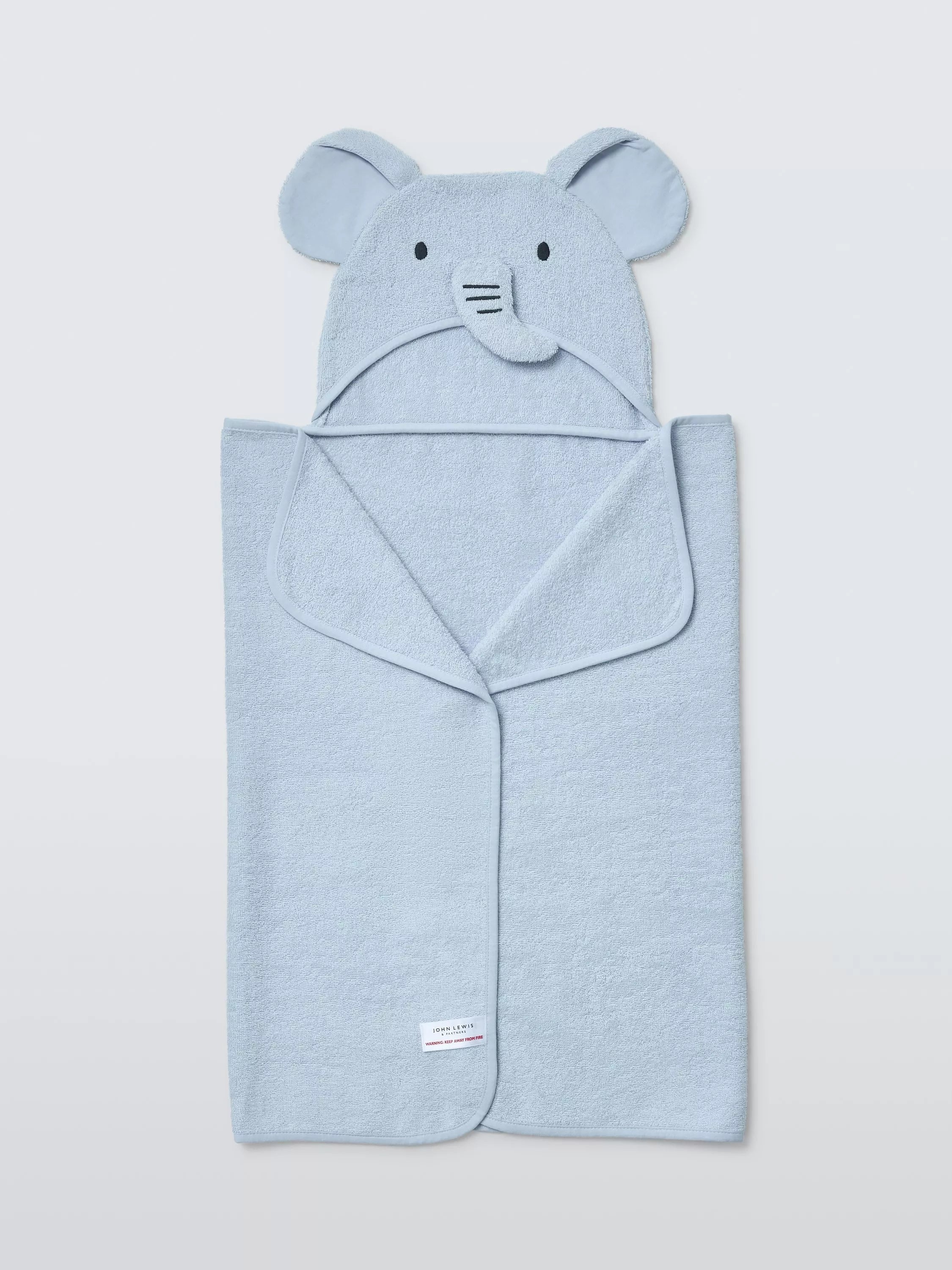 John Lewis baby hooded towel blue elephant design, UK version