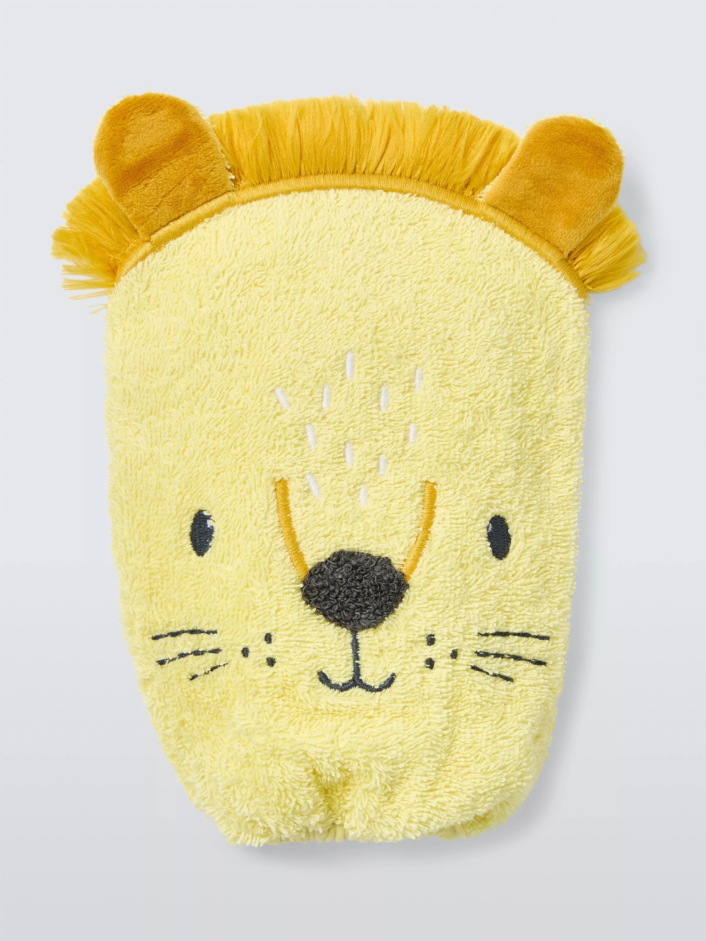 John Lewis lion wash mitt yellow 100% cotton, UK version