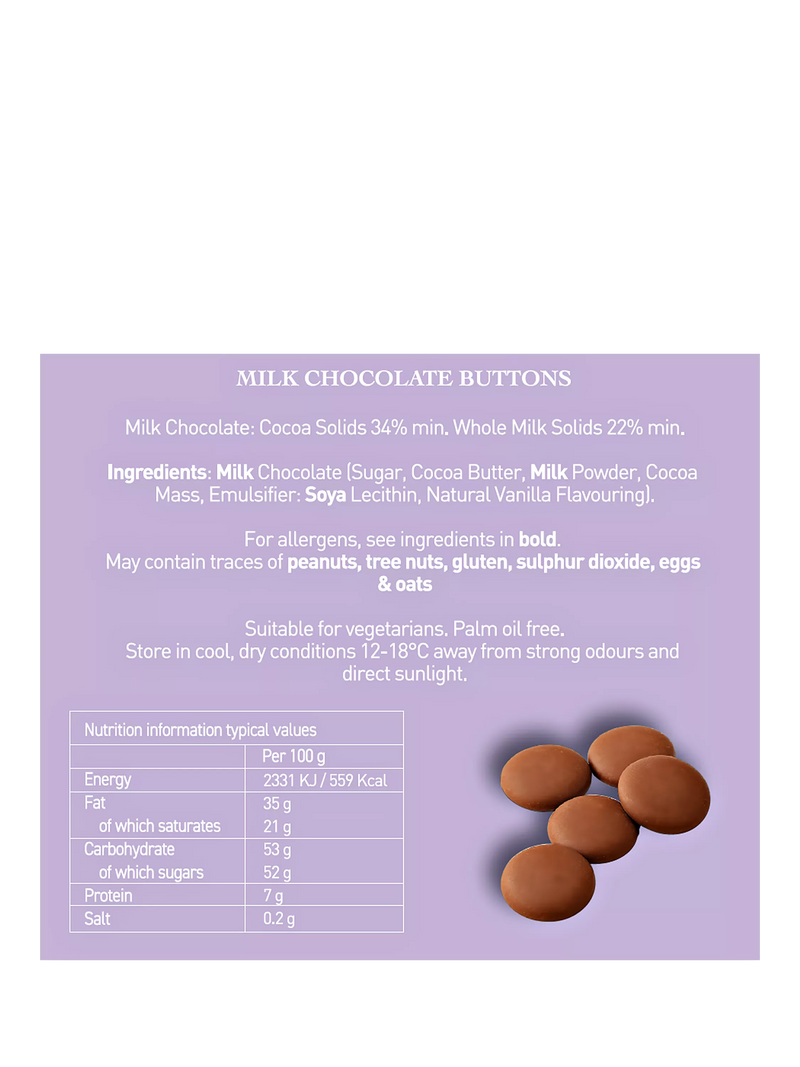 Holdsworth classic milk chocolate buttons 200g - British product