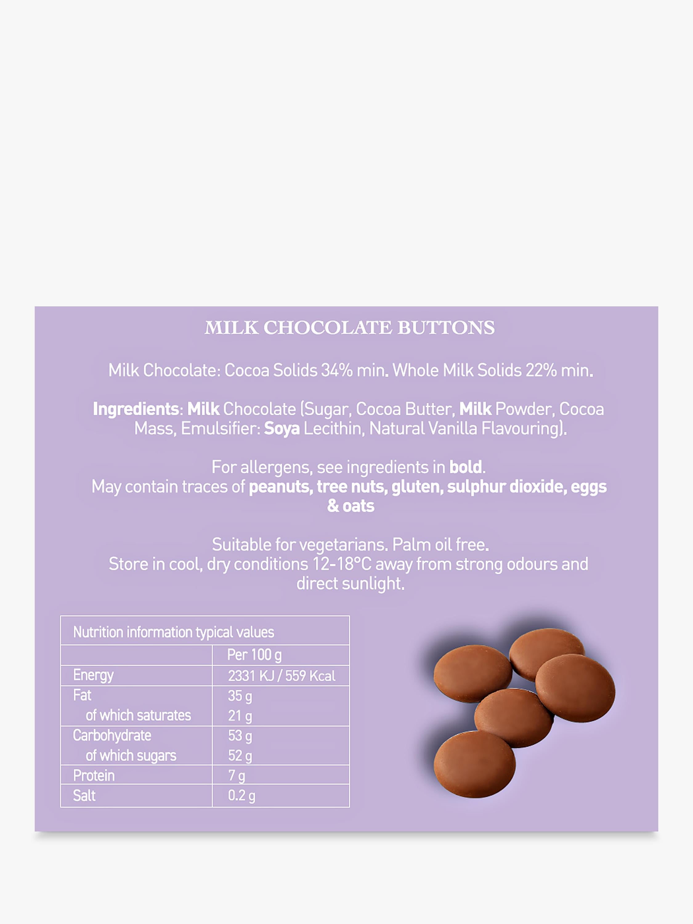 Holdsworth classic milk chocolate buttons 200g - British product