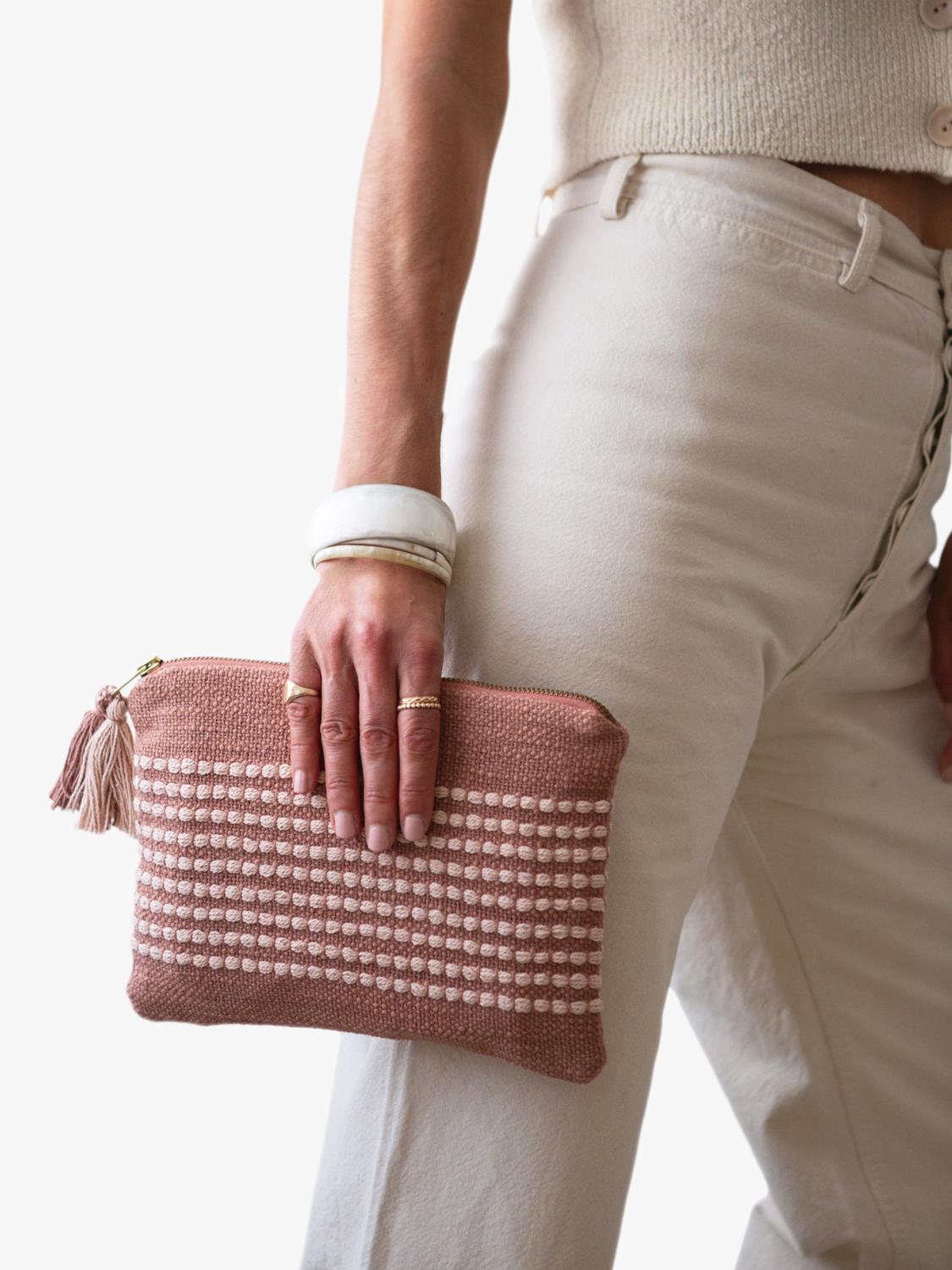 The Small Home stripe pouch bag multi natural (British brand)