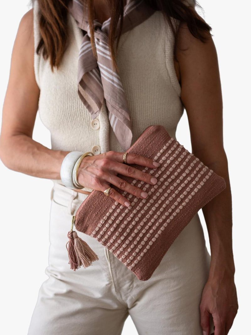 The Small Home stripe pouch bag multi natural (British brand)