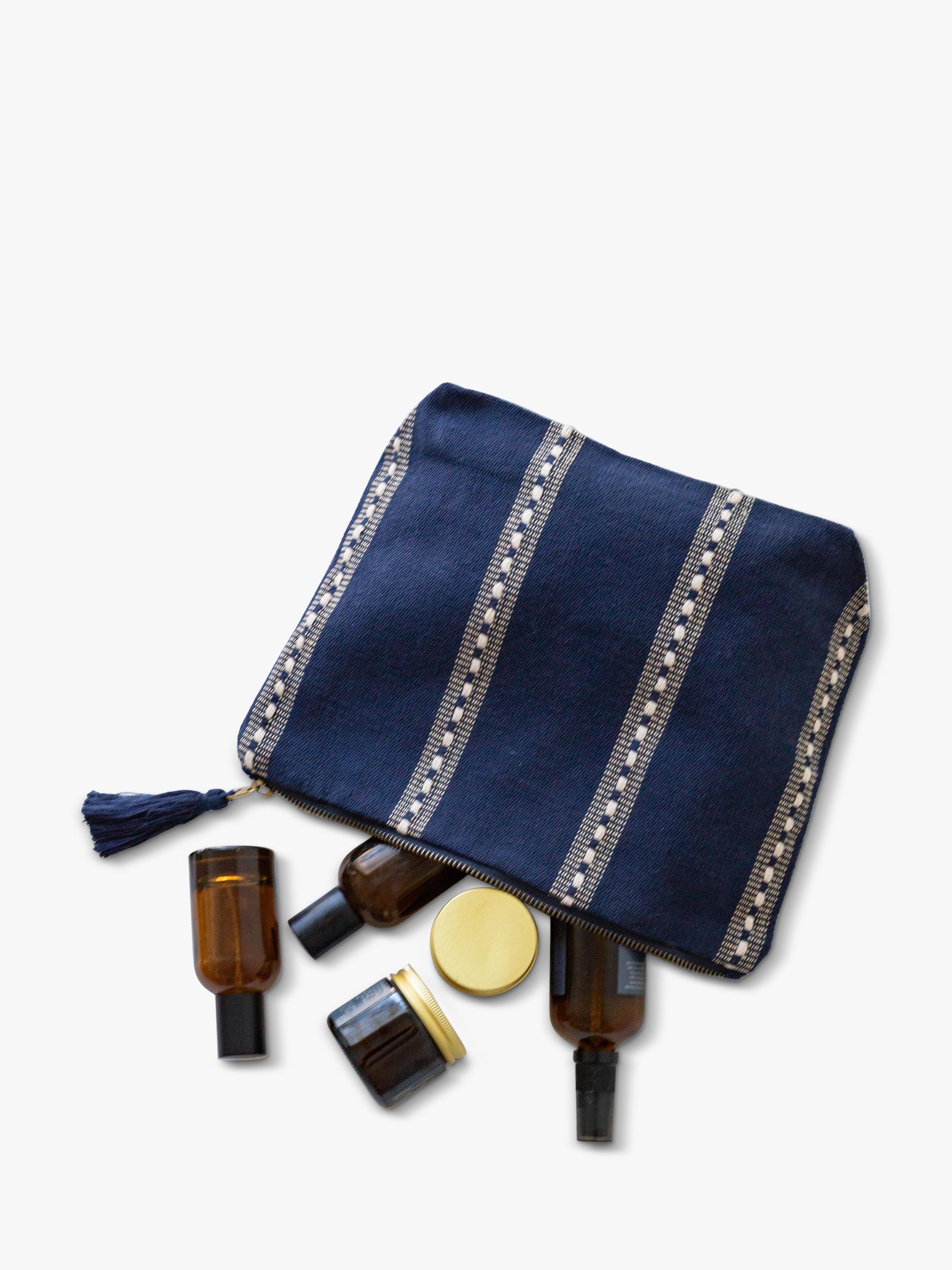 The Small Home blue pinstripe wash bag - British product