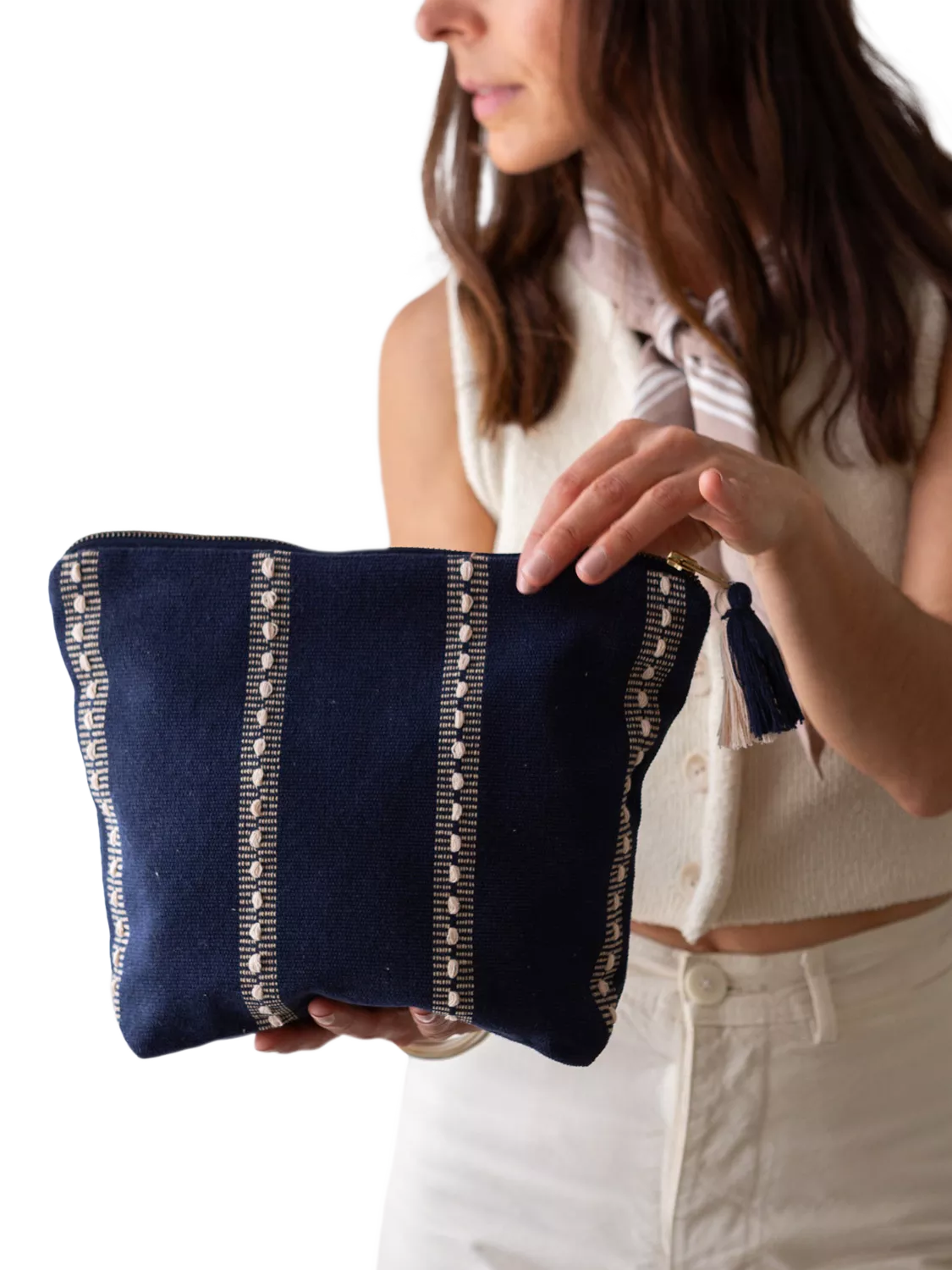 The Small Home blue pinstripe wash bag - British product
