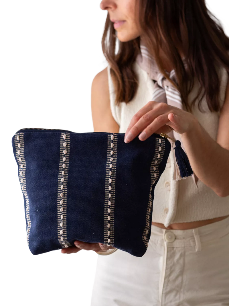 The Small Home blue pinstripe wash bag - British product