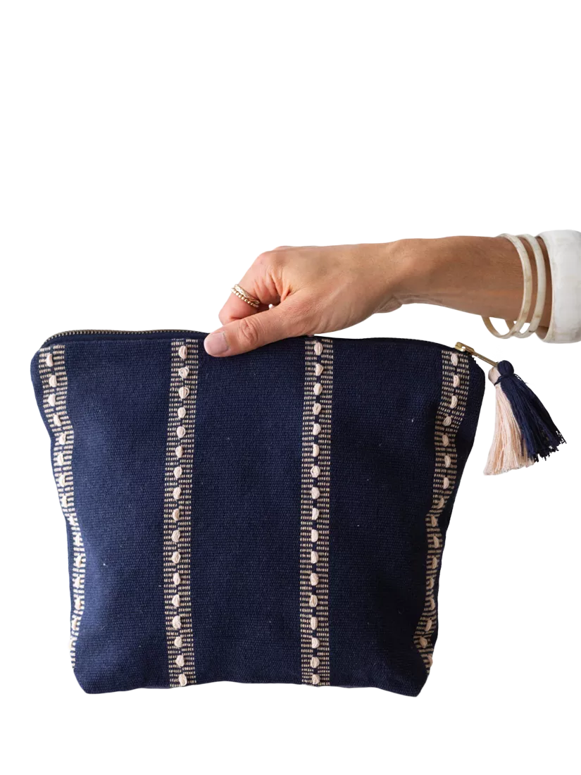 The Small Home blue pinstripe wash bag - British product