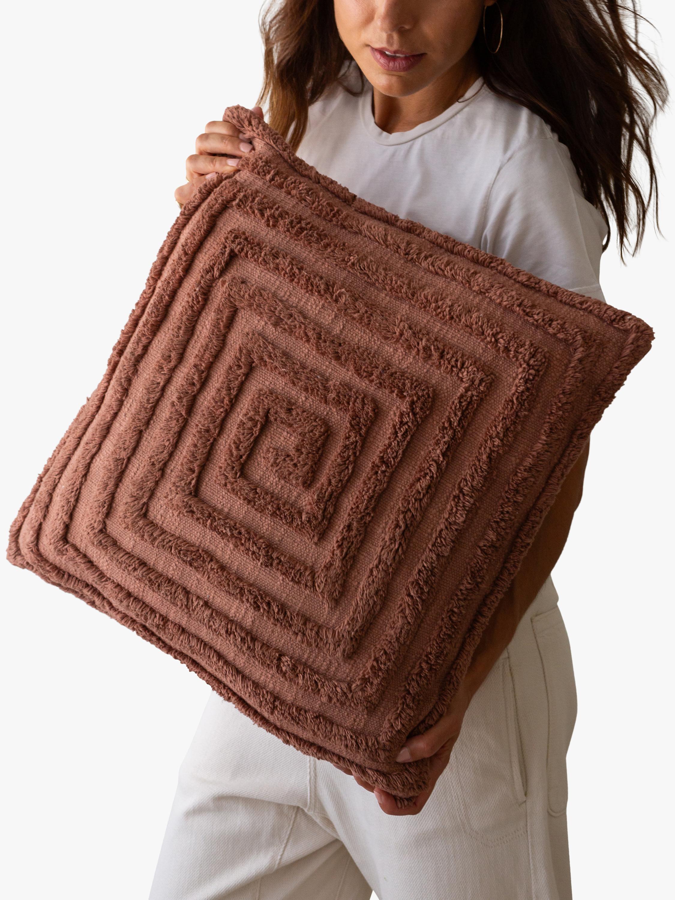 The Small Home tufted spiral cushion mocha 50cm, UK version