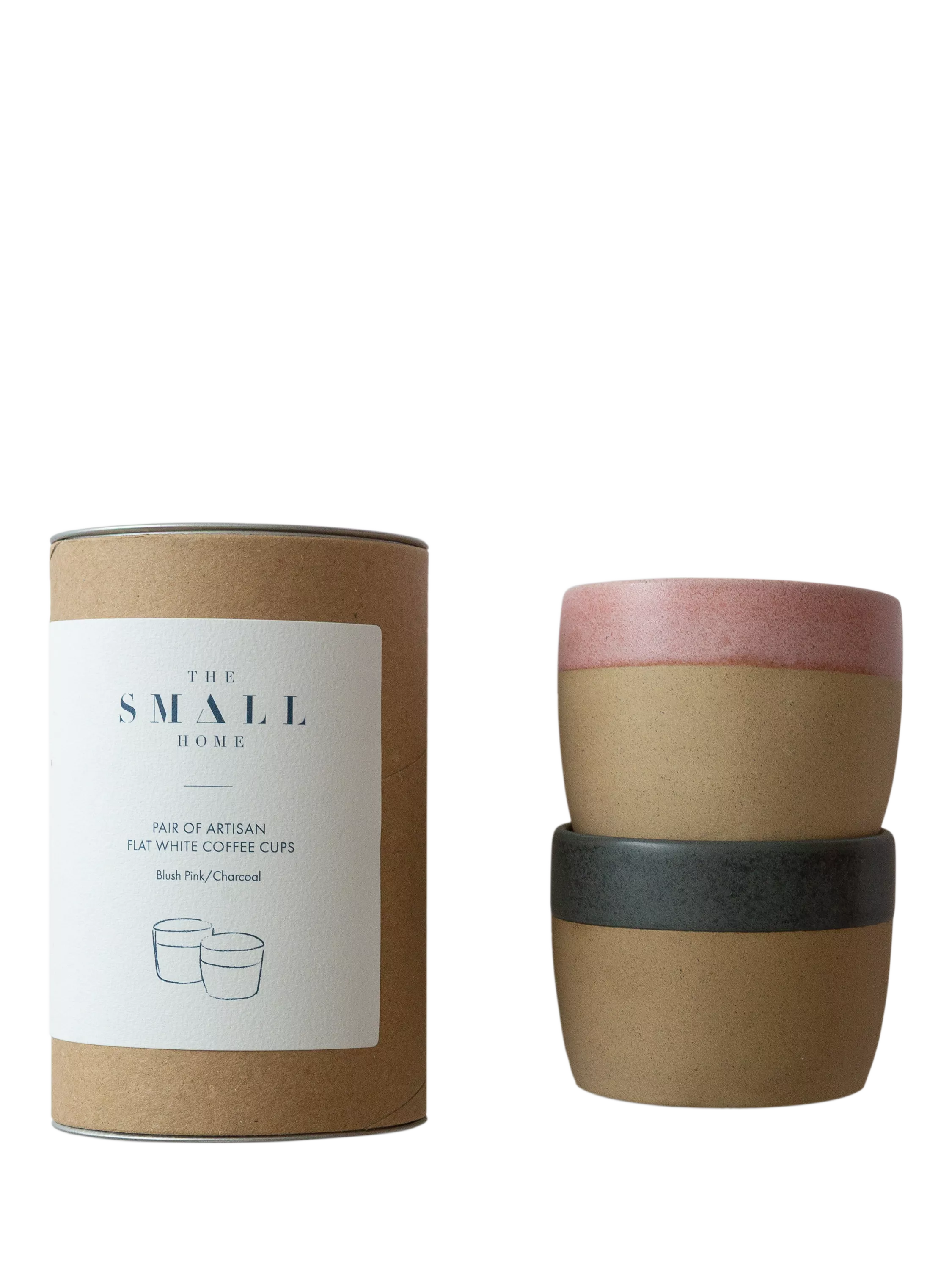 The Small Home stoneware coffee cups set of 2 Rose/Carbon (British brand)