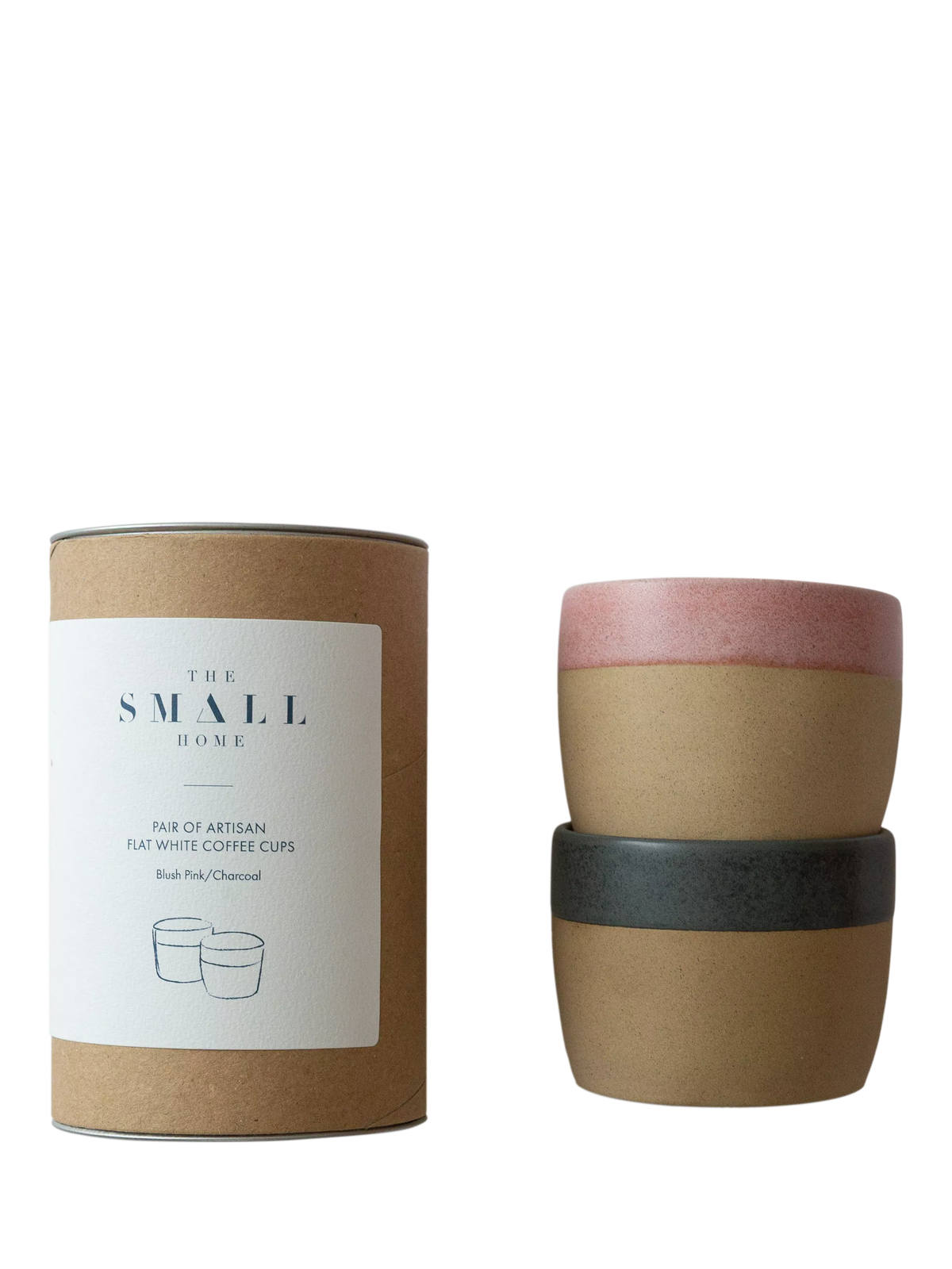 The Small Home stoneware coffee cups set of 2 Rose/Carbon (British brand)
