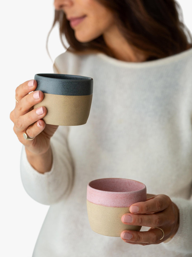 The Small Home stoneware coffee cups set of 2 Rose/Carbon (British brand)