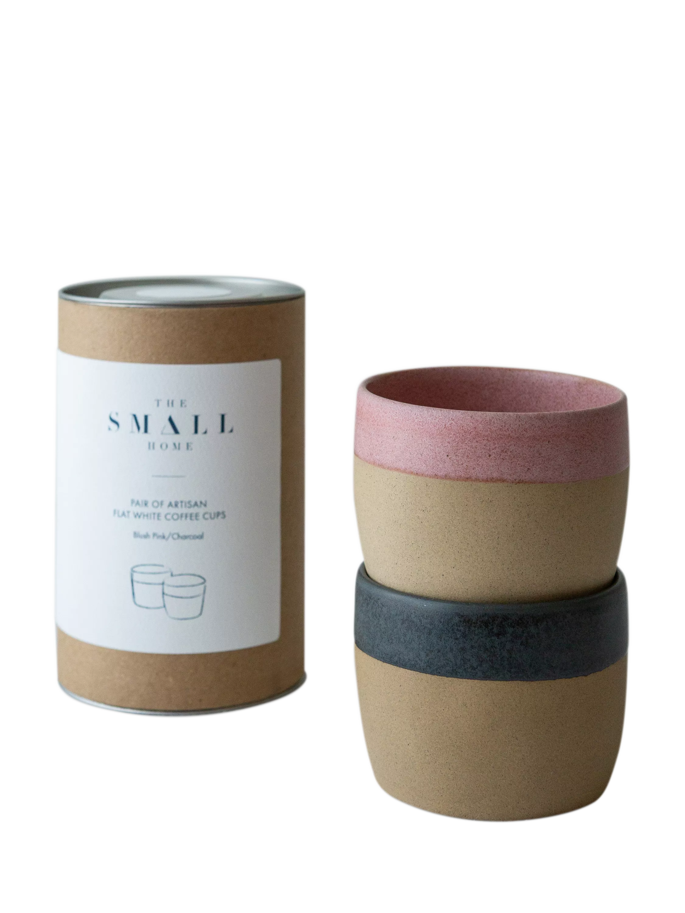The Small Home stoneware coffee cups set of 2 Rose/Carbon (British brand)
