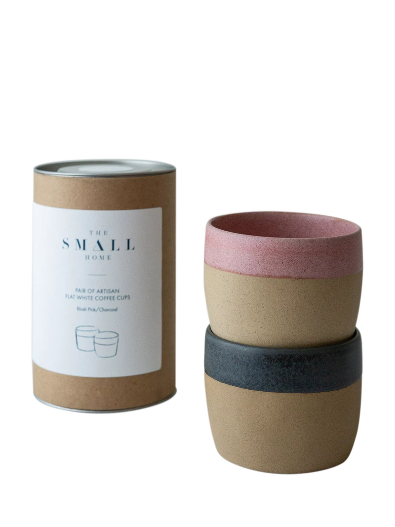 The Small Home stoneware coffee cups set of 2 Rose/Carbon (British brand)