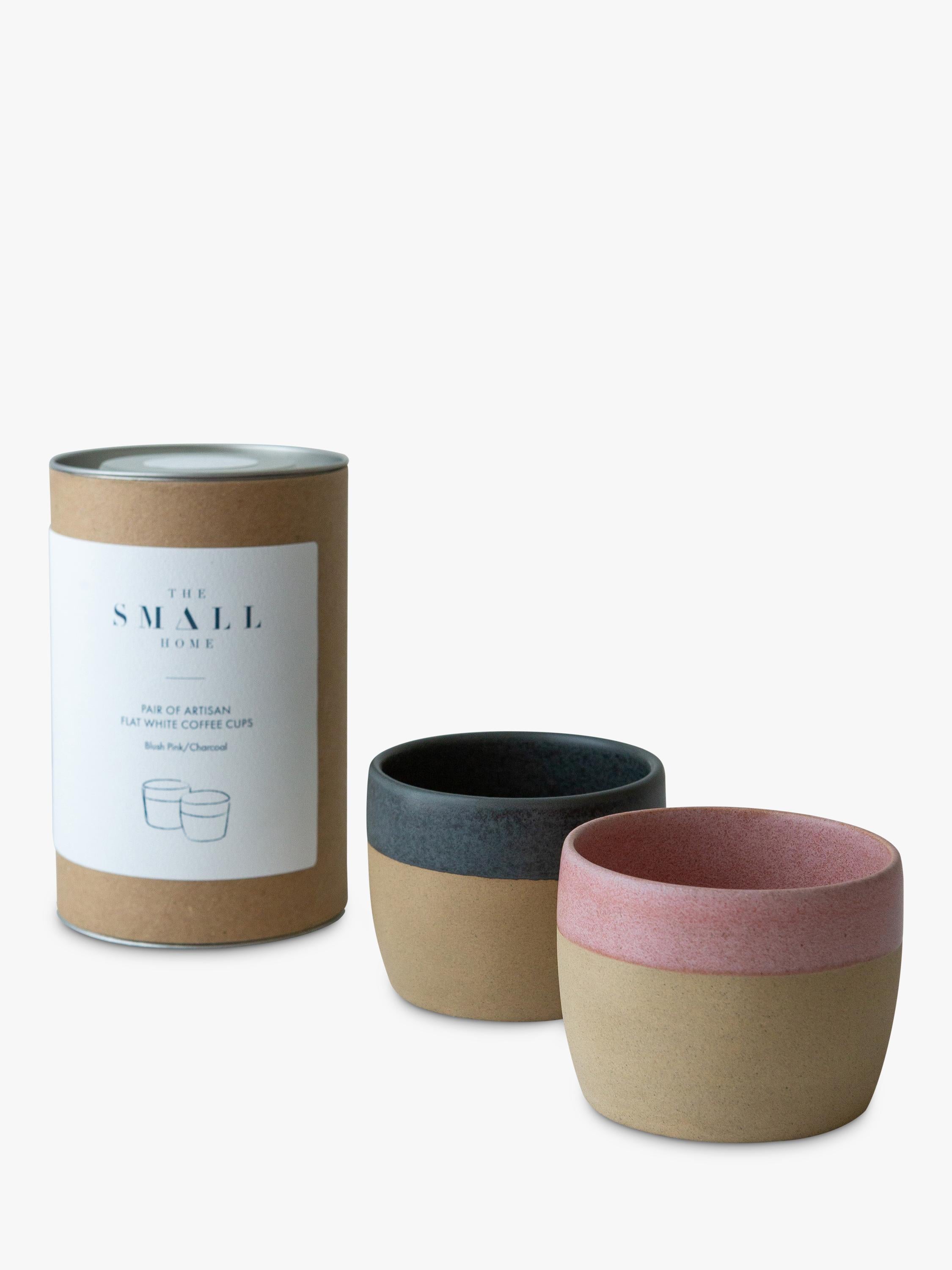 The Small Home stoneware coffee cups set of 2 Rose/Carbon (British brand)