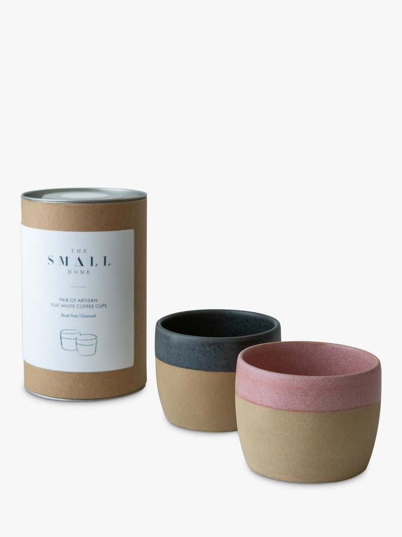 The Small Home stoneware coffee cups set of 2 Rose/Carbon (British brand)