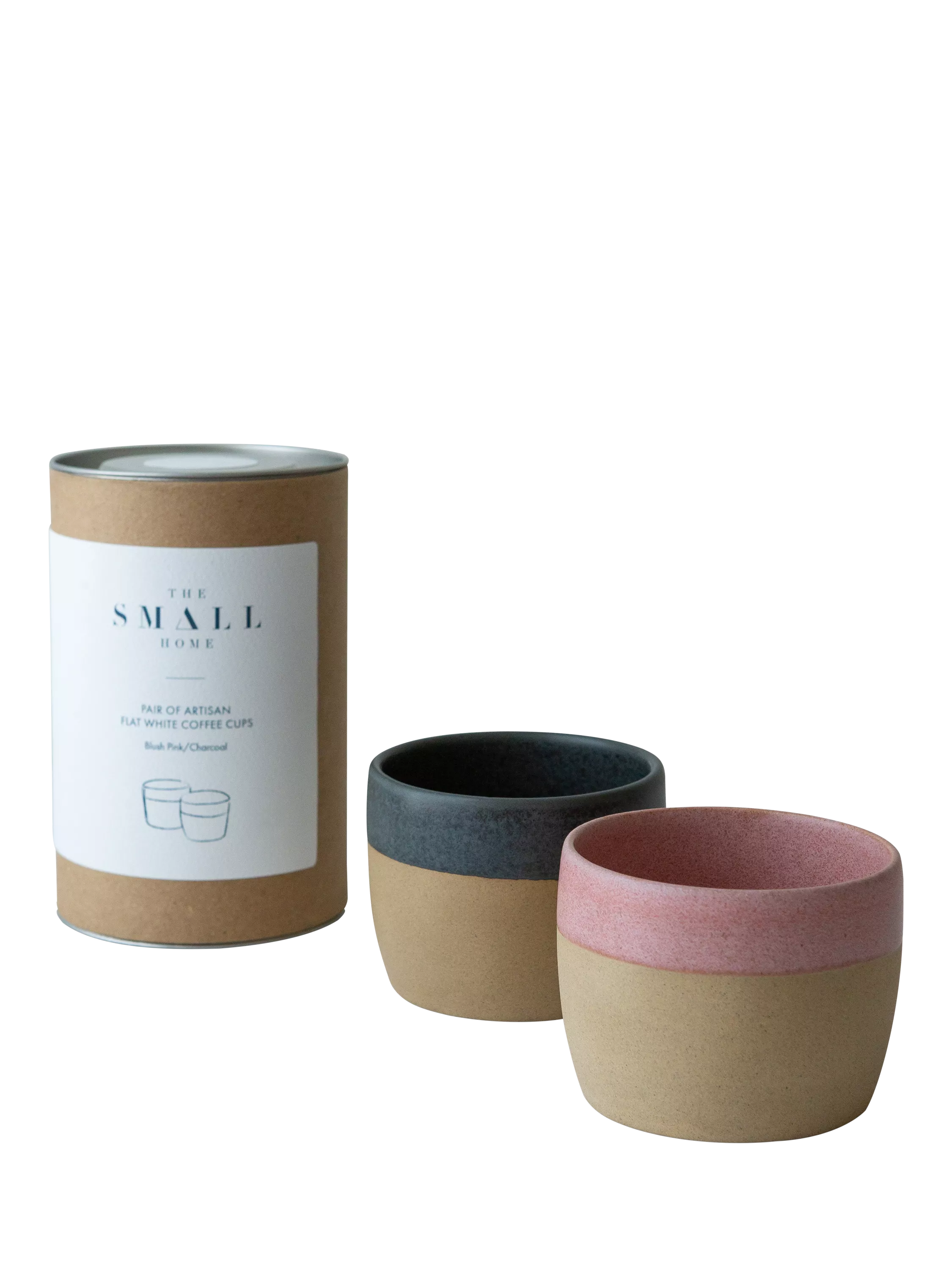 The Small Home stoneware coffee cups set of 2 Rose/Carbon (British brand)