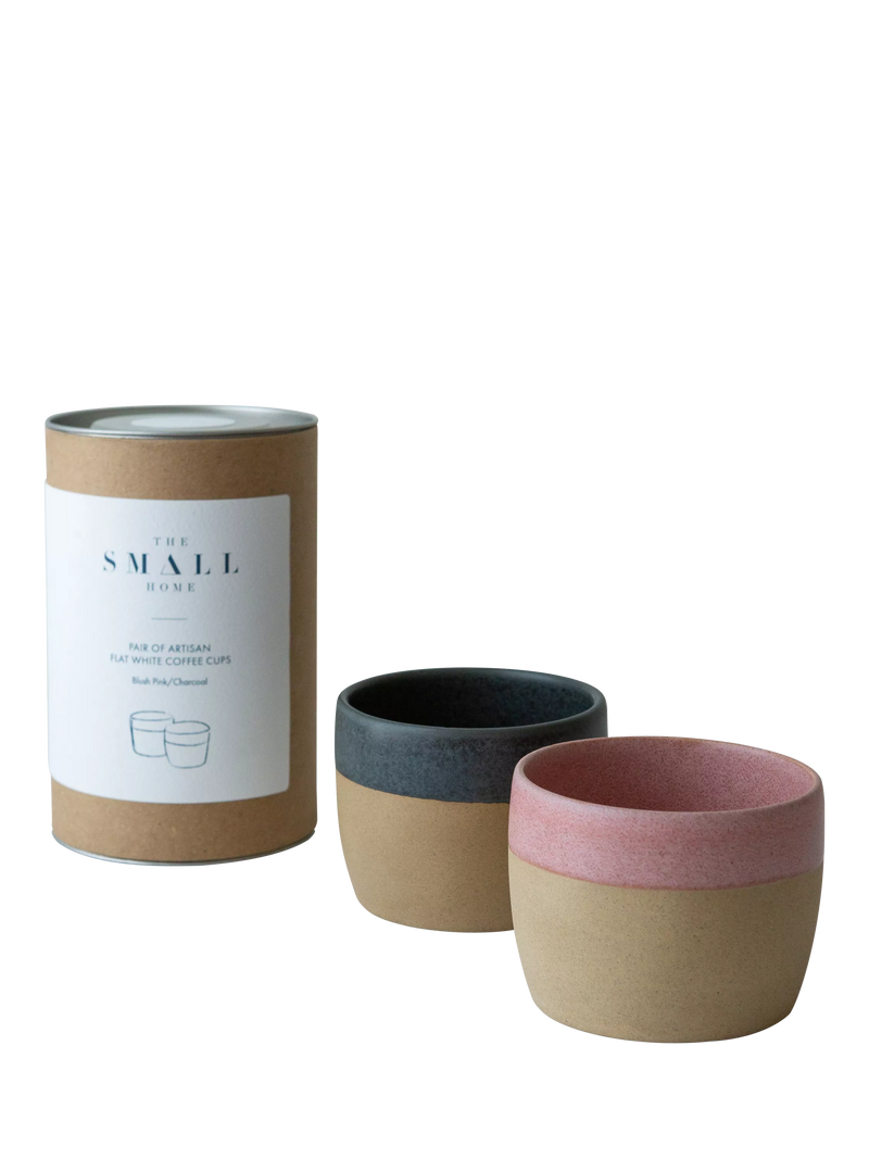 The Small Home stoneware coffee cups set of 2 Rose/Carbon (British brand)