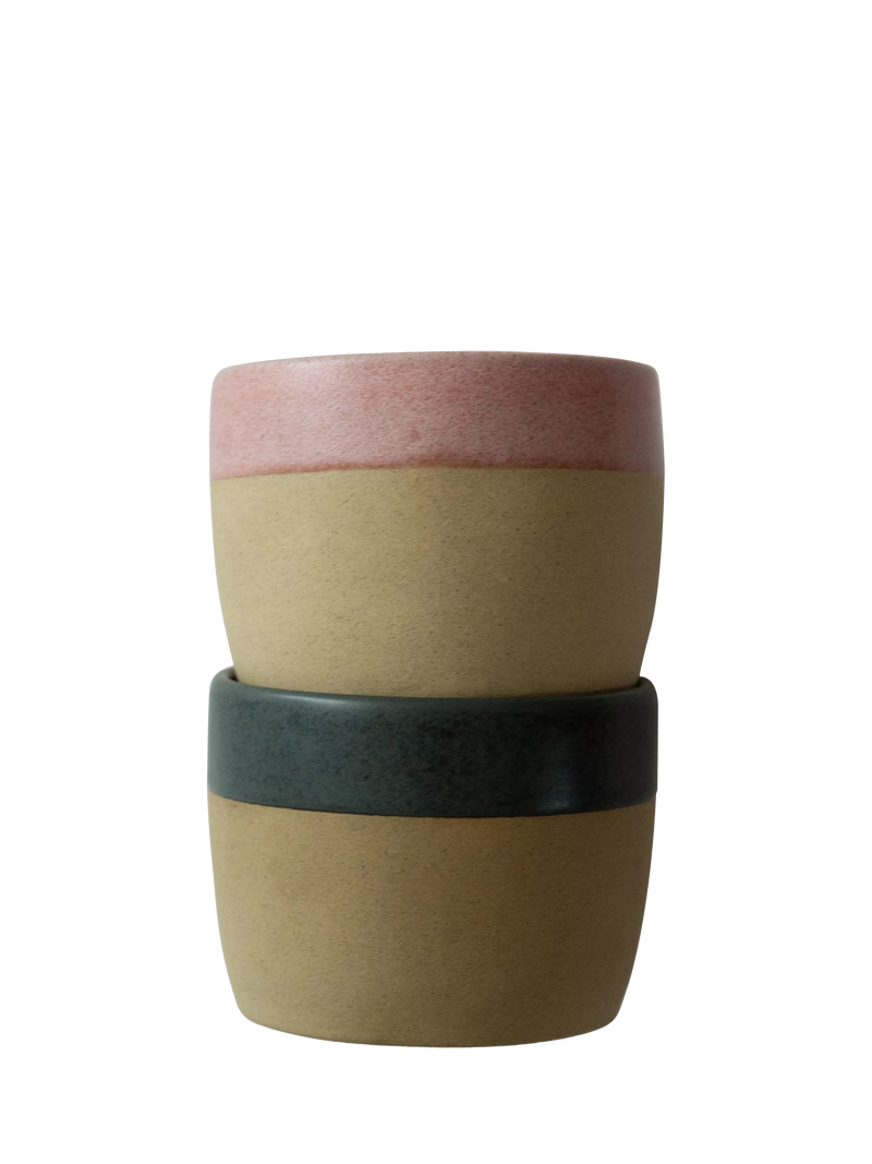 The Small Home stoneware coffee cups set of 2 Rose/Carbon (British brand)