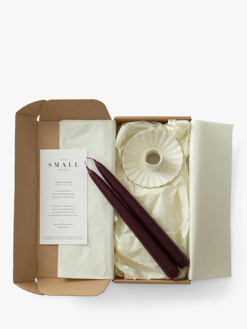 The Small Home dinner candle gift set with ceramic holder - British product