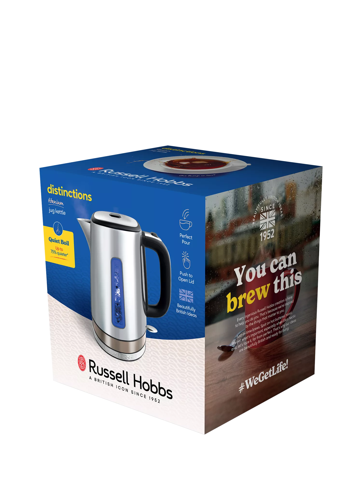 Russell Hobbs Distinctions kettle 1.7L titanium, imported from the UK