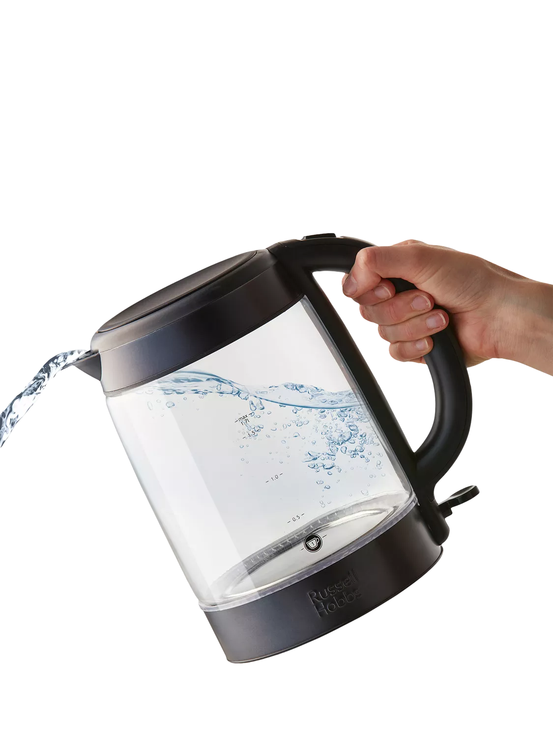 Russell Hobbs glass electric kettle 1.7L black, UK version