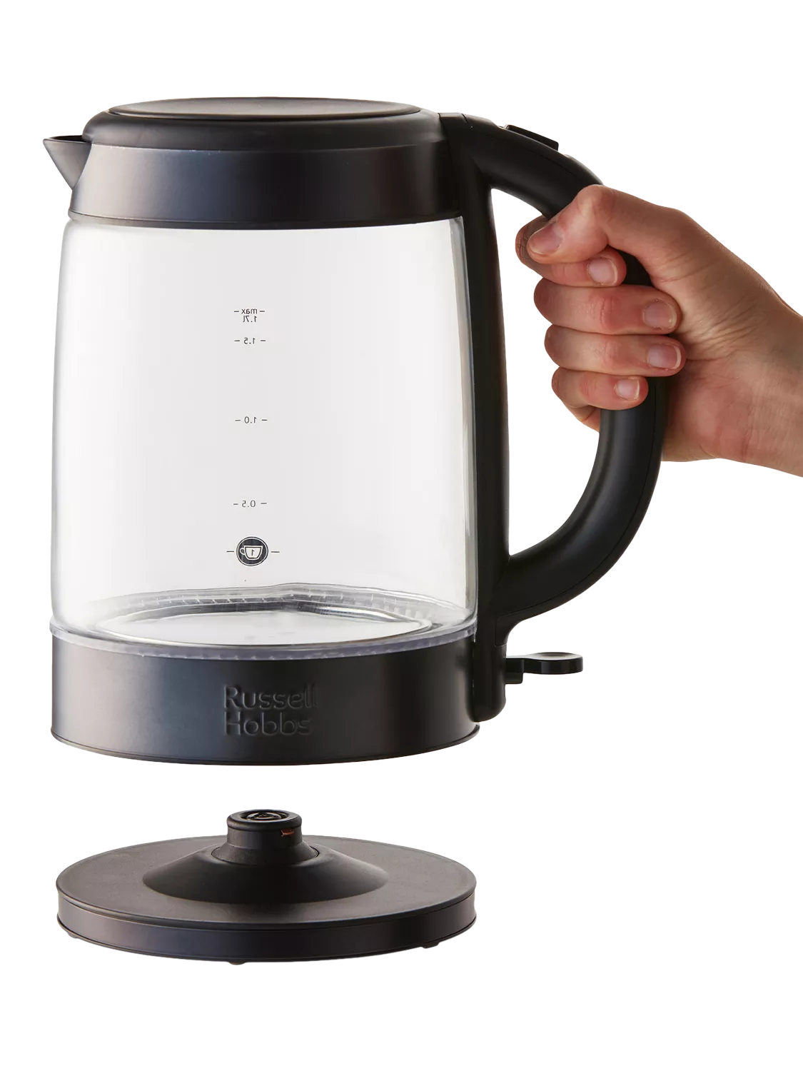 Russell Hobbs glass electric kettle 1.7L black, UK version