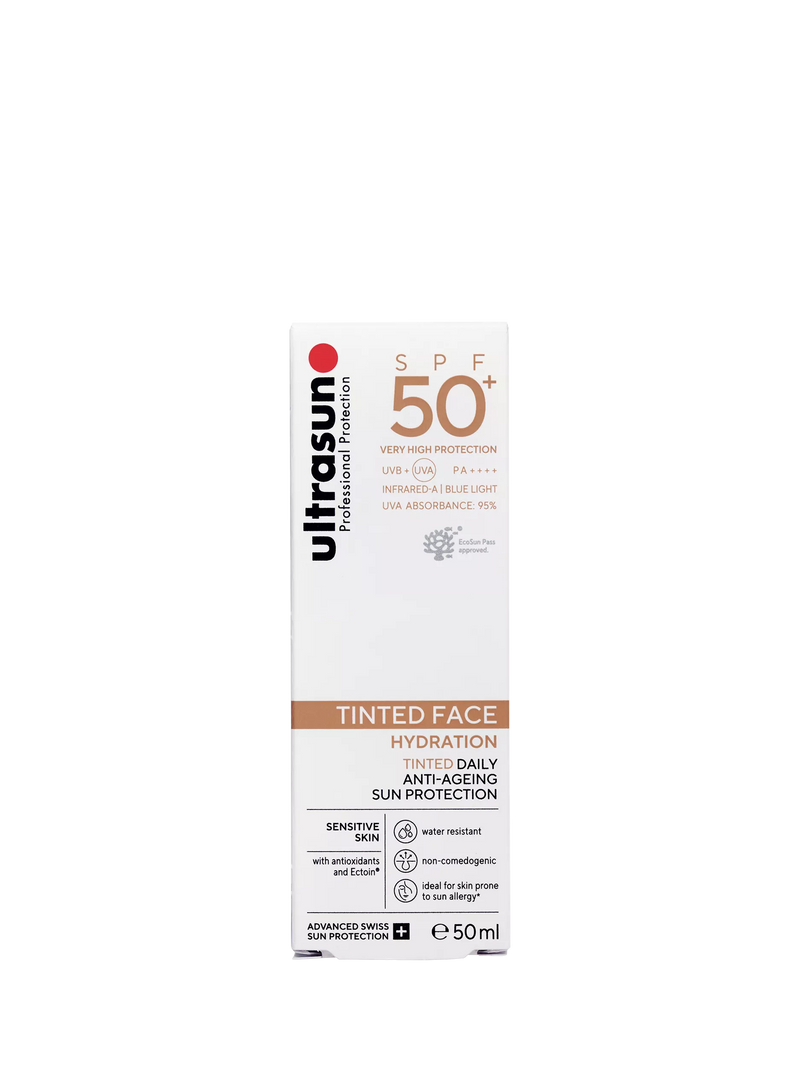 Ultrasun face tinted SPF 50+ sun cream 50ml, imported from the UK