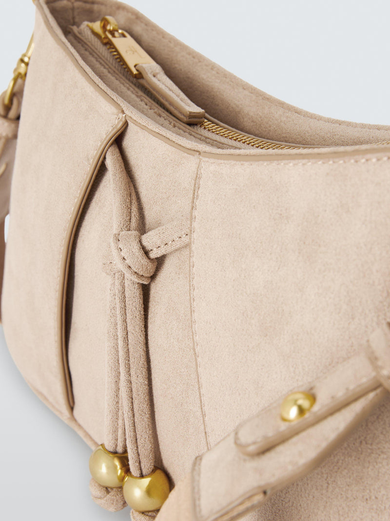 John Lewis Juno suedette crossbody bag in mushroom (British brand)