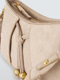 John Lewis Juno suedette crossbody bag in mushroom (British brand)