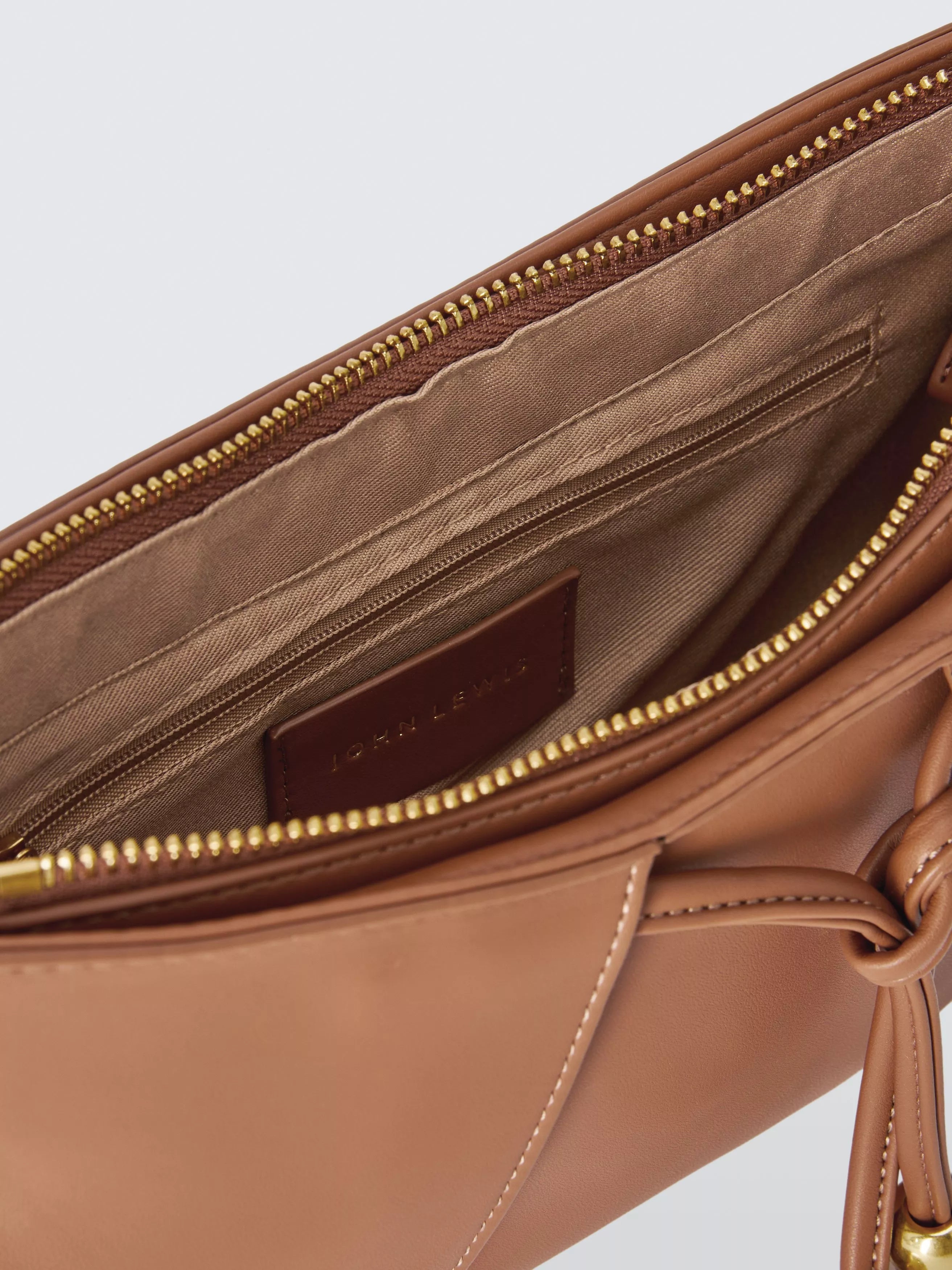 John Lewis Juno faux leather crossbody bag in tan (British brand)