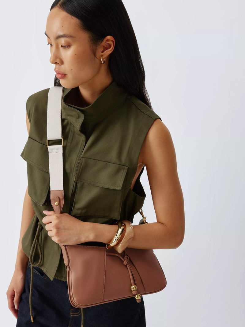 John Lewis Juno faux leather crossbody bag in tan (British brand)