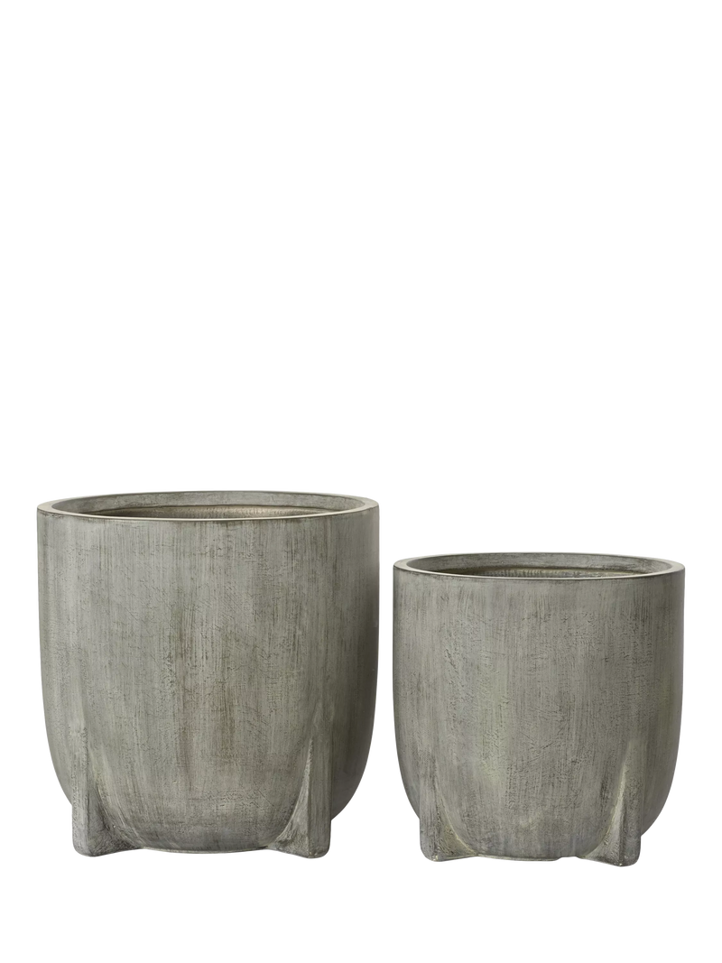 Kaemingk Aria Footed Outdoor Planters, Set of 2, Grey