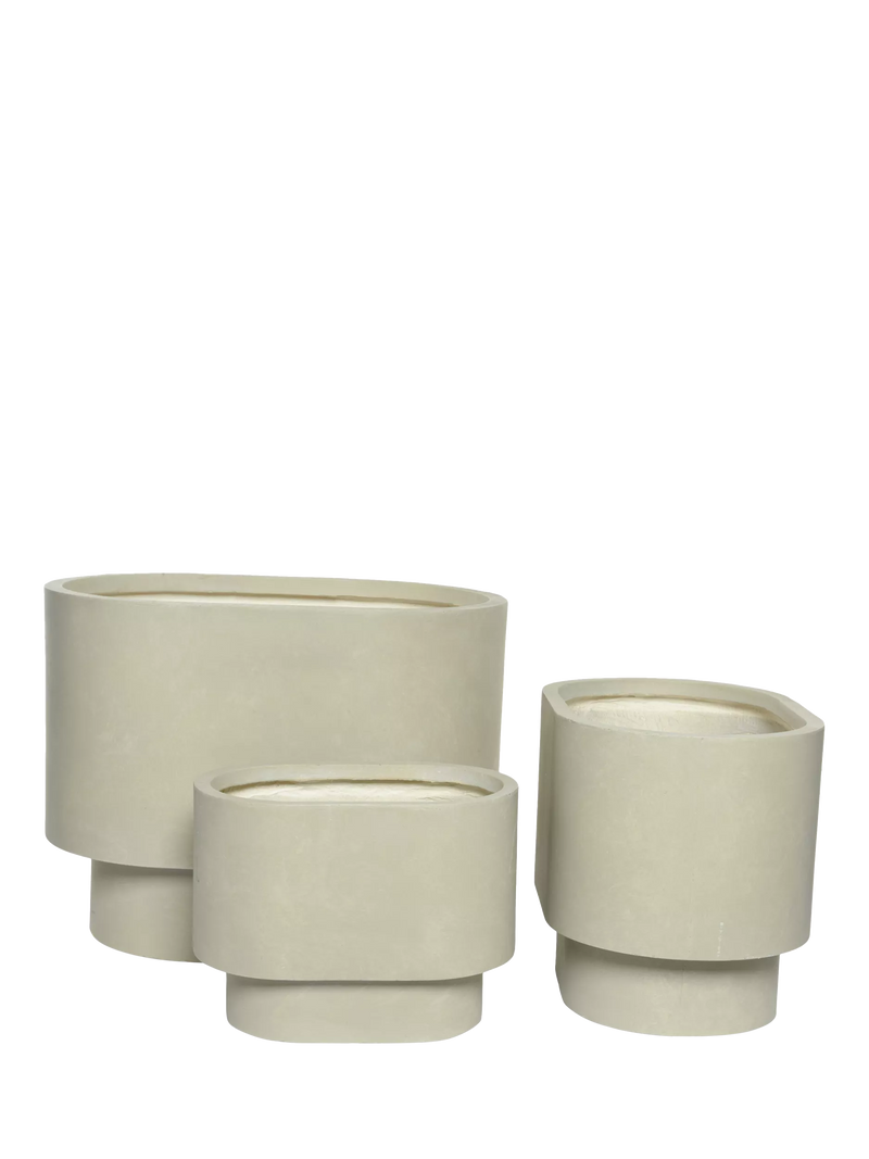 Kaemingk oval planters set of 3 in grey, UK version