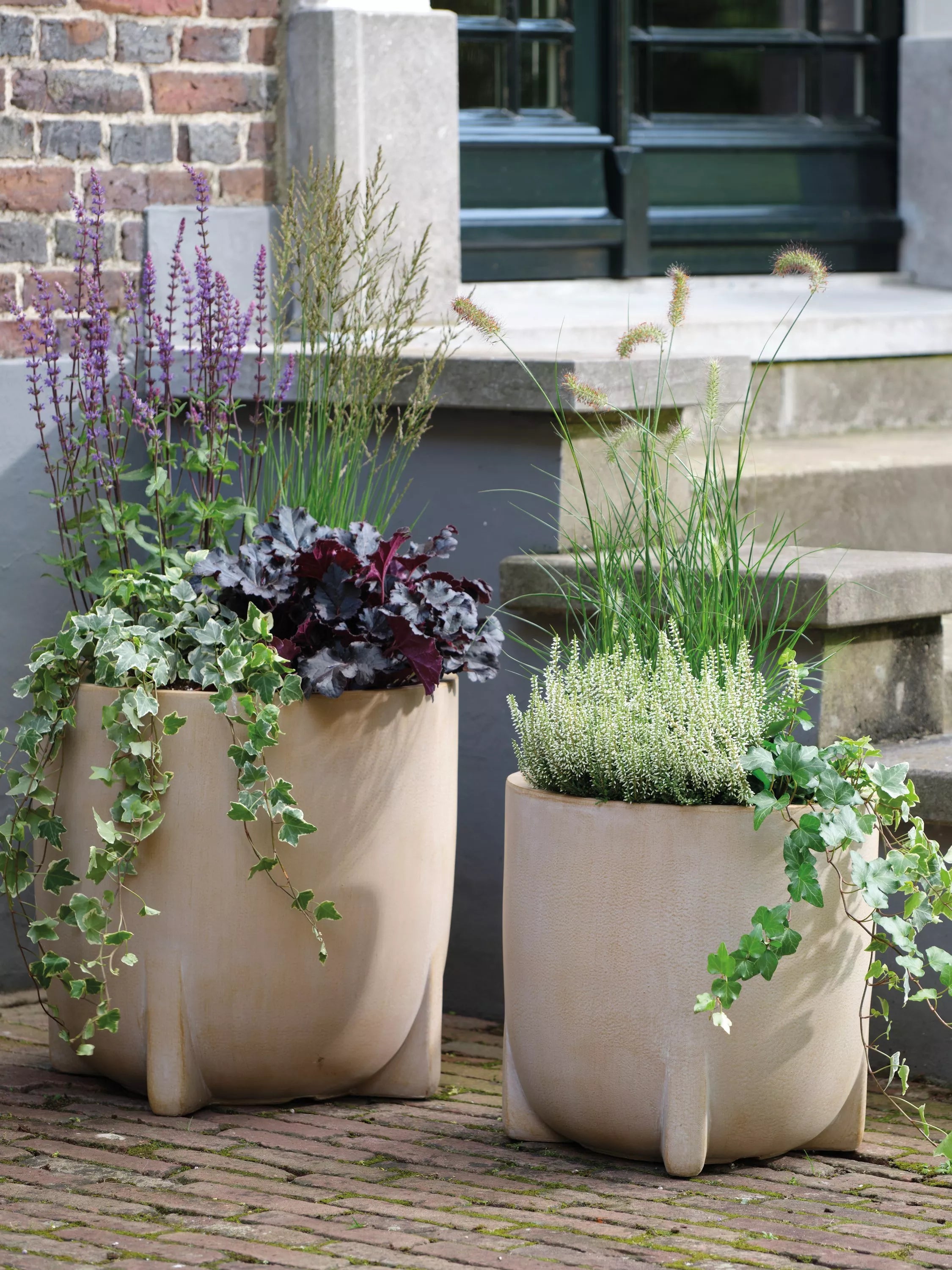 Kaemingk Aria footed planters set of 2 natural - British product