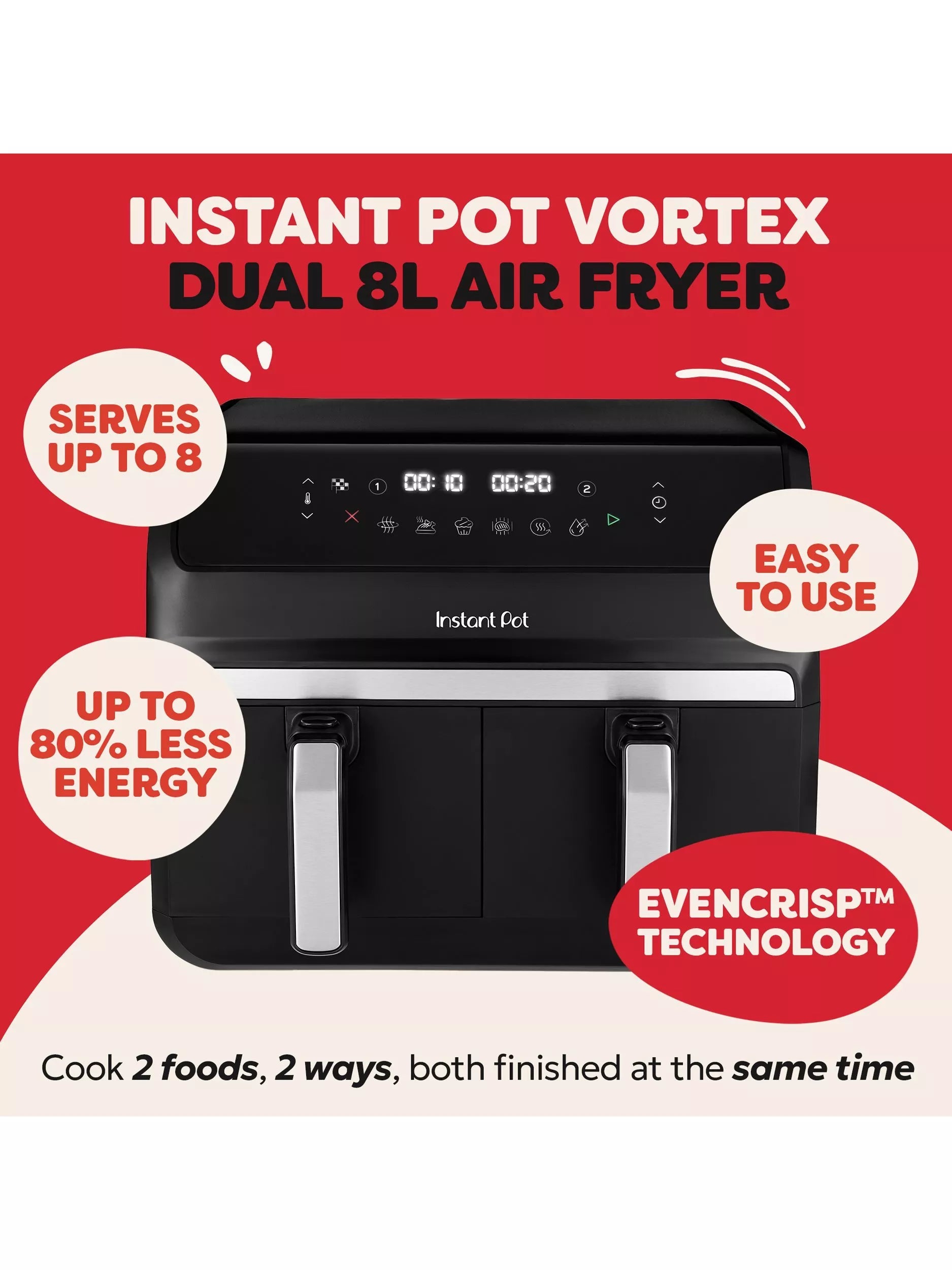 Instant Pot Vortex Dual air fryer 8L, imported from the UK