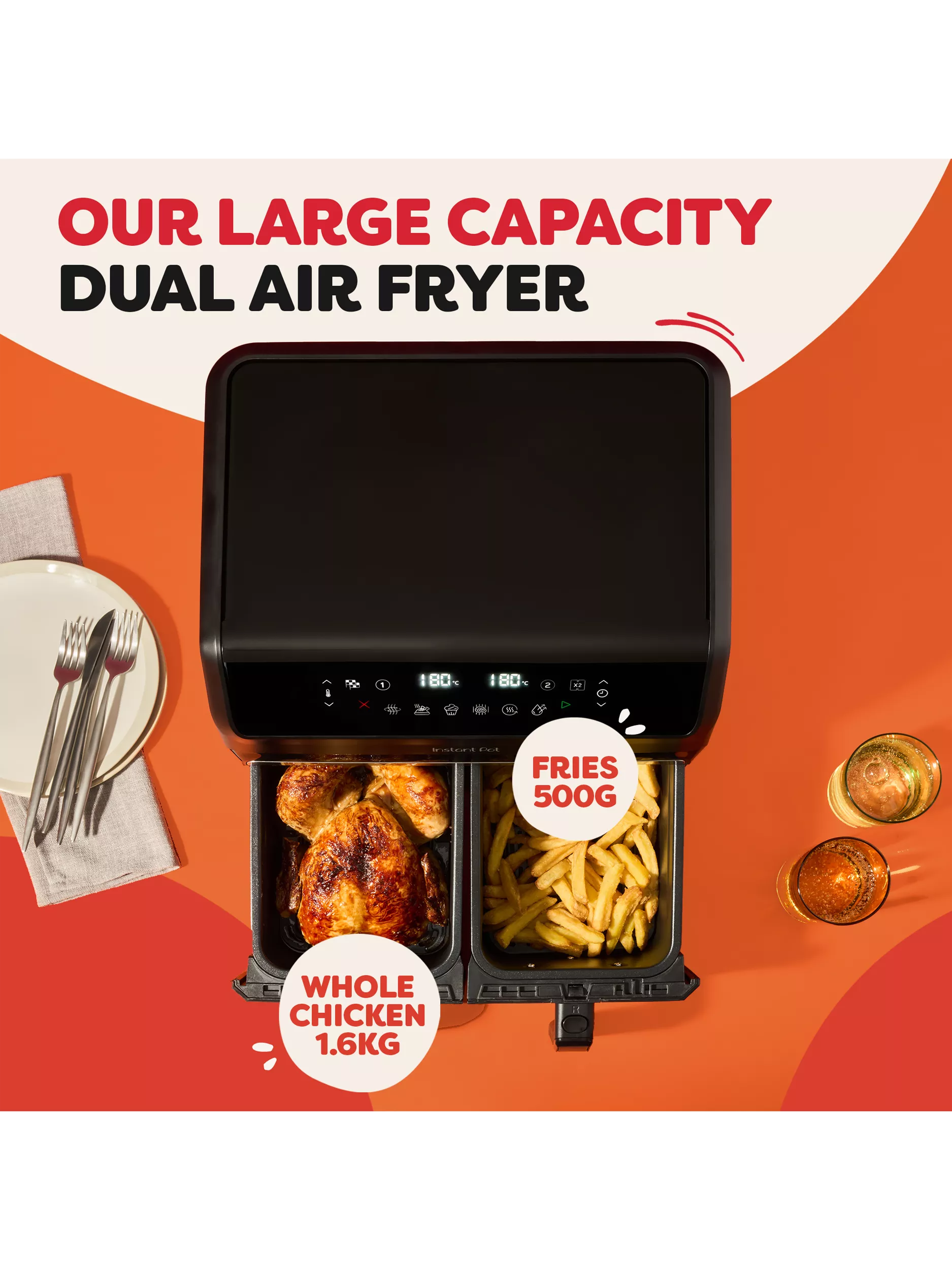 Instant Pot Vortex Dual air fryer 8L, imported from the UK