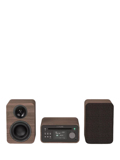 John Lewis Pure Classic Stereo Mini DAB+/FM Radio Bluetooth All-In-One Music System with Remote Control, Walnut- Buy online at McGrocer