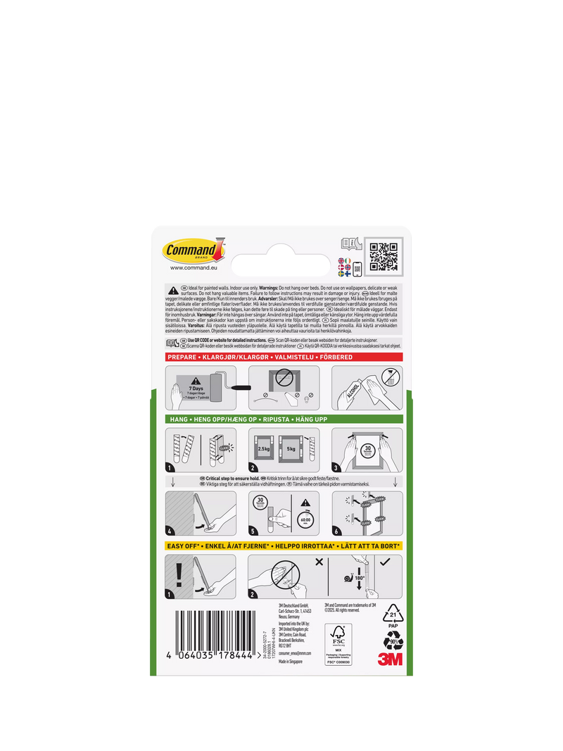 Command narrow picture hanging strips 5kg, imported from the UK