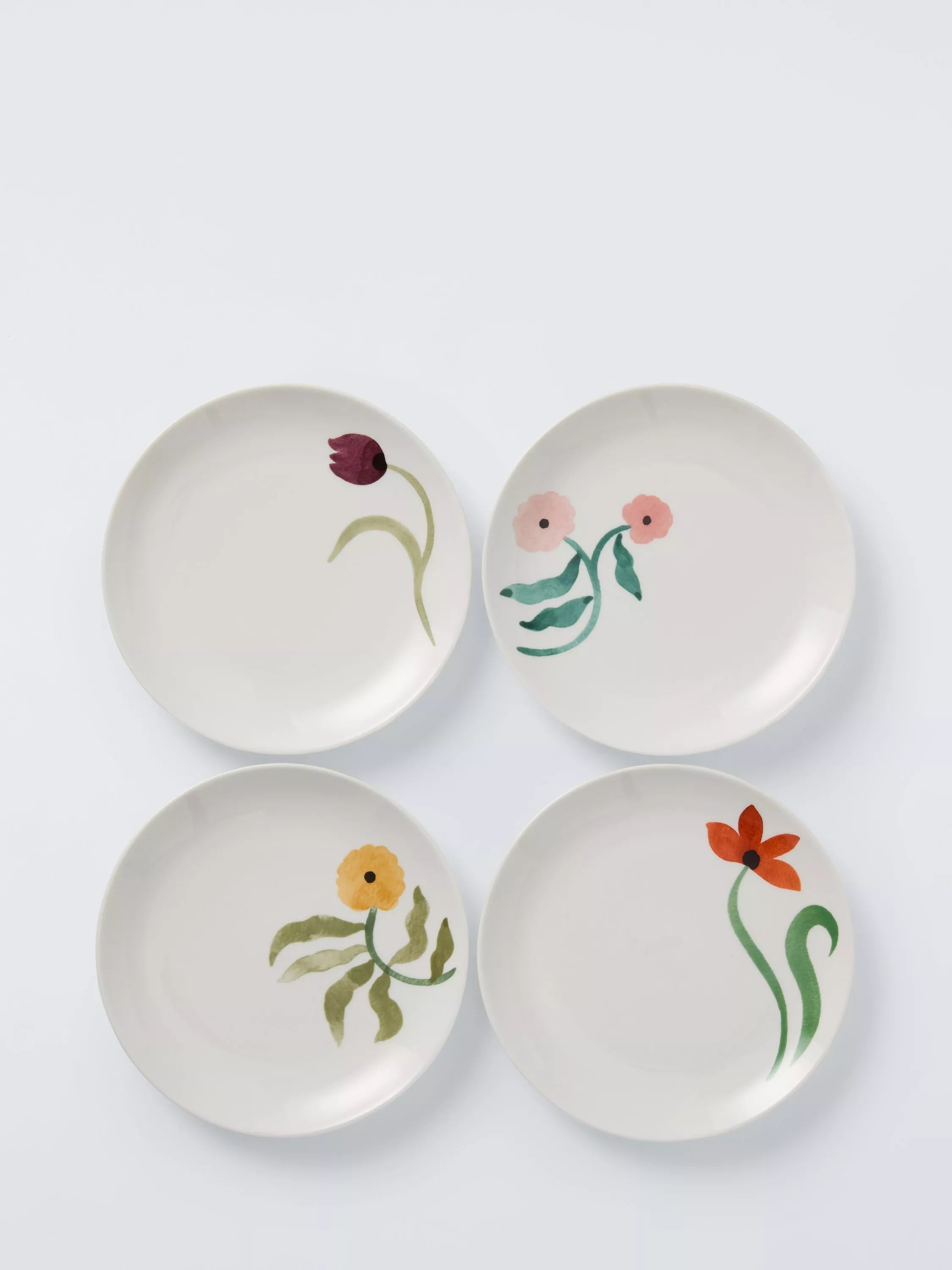 John Lewis fine china cake plate set of 4 floral design 15.4cm - British product